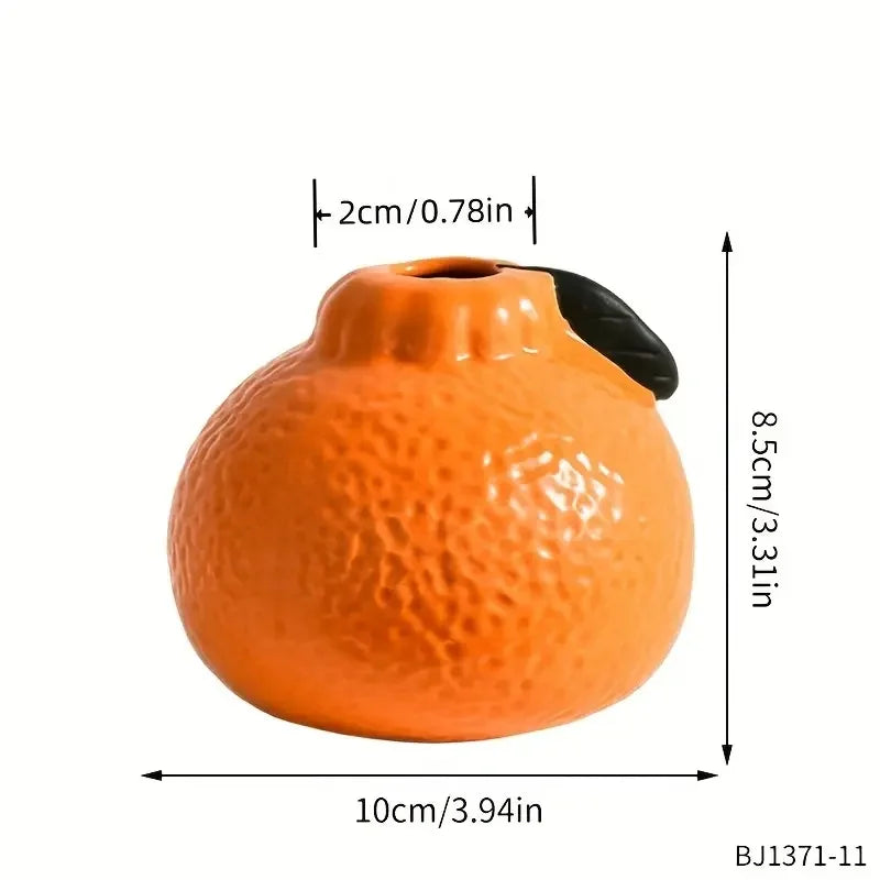 Orange Ceramic Vase — Hydroponic & Decorative Tabletop Vase