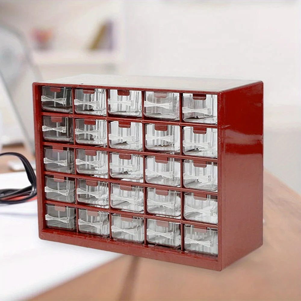 25-Drawer Wall-Mounted Parts Storage Box – ABS Plastic Screw & Component Organizer