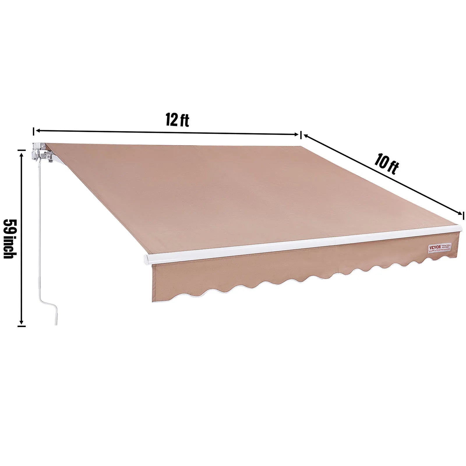 SucceBuy Manual Retractable Awning – UV80+ Waterproof Patio Sunshade 10×8ft