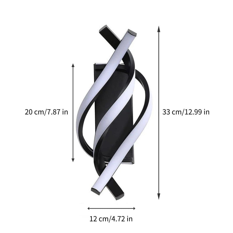 Curved Spiral LED Wall Lamp — 3 Colour Temperatures, Black or White