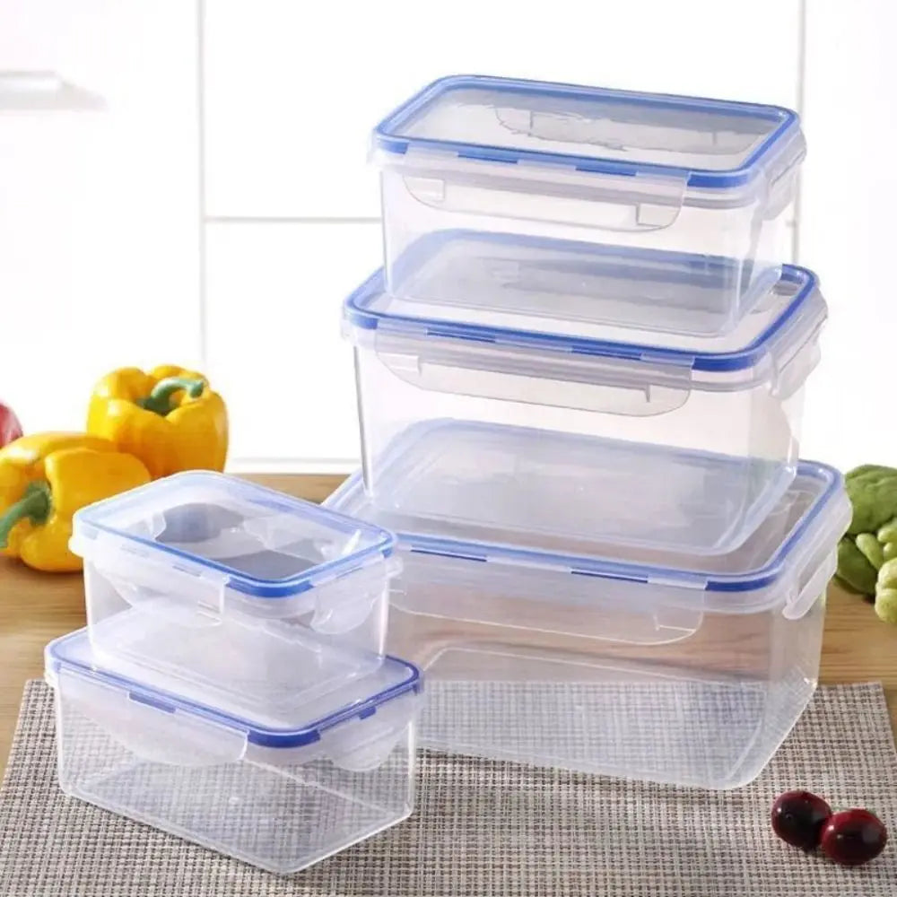 Stackable Fridge Storage Box with Lid — Transparent, Microwave Safe
