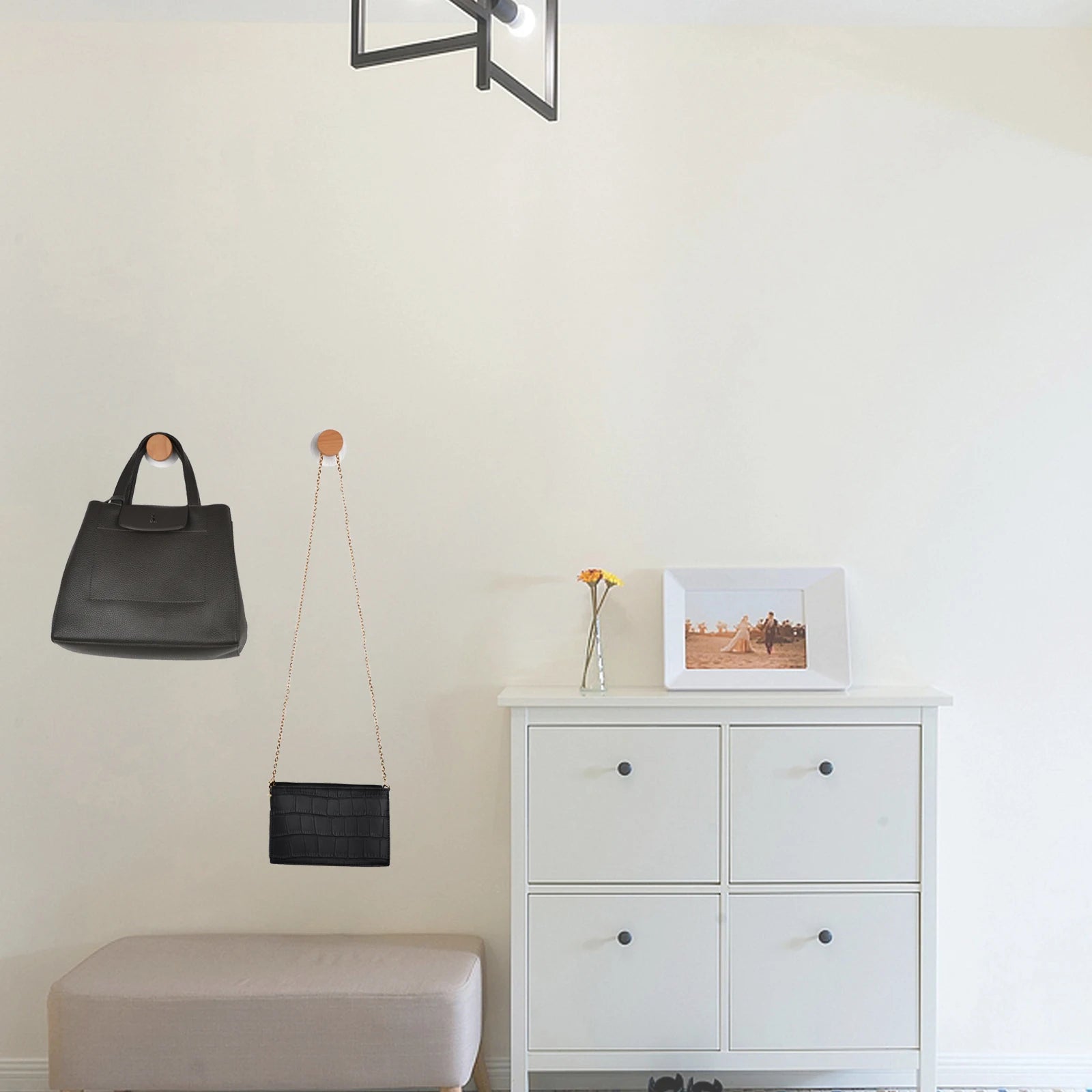 Geometric Wooden Wall Hook — Coat Peg for Clothes, Hats & Towels