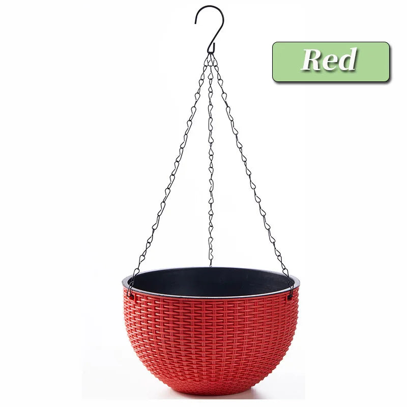 Hanging Hanging Plastic Flower Pot European Style Honeycomb Pattern Imitation Rattan Flower Pot Hanging Indoor Hanging Basket