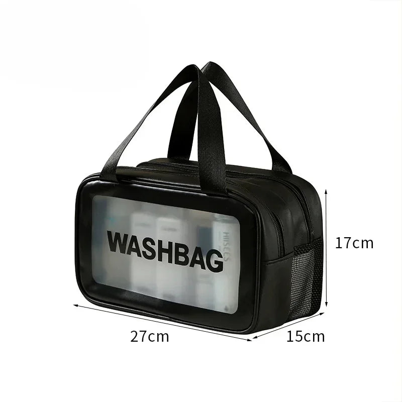 Dry-Wet Separation Toiletry Bag — Double-Layer PU Travel Cosmetic Pouch