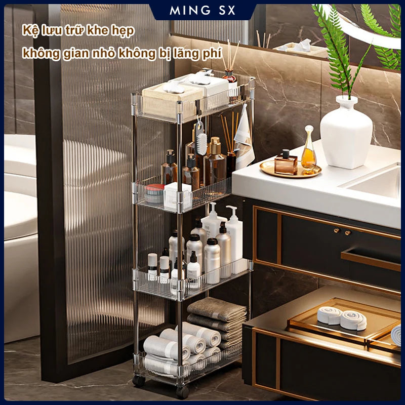 Acrylic Mobile Storage Trolley with Wheels — Slim, Multipurpose