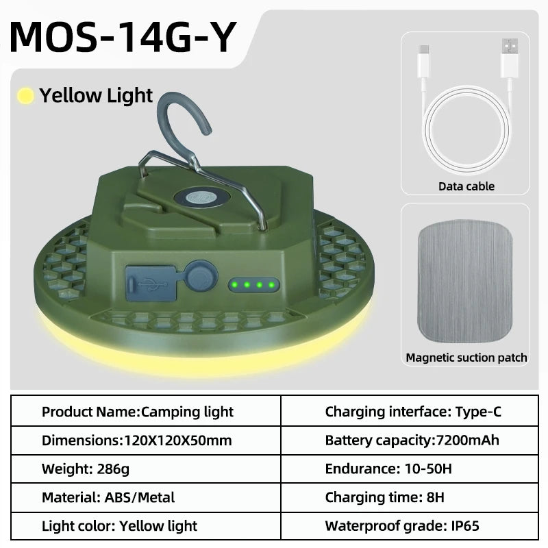 MOSLIGHTING Rechargeable LED Camping Lantern – Portable 15W/30W Emergency Light for Camping, Hiking & Outdoor Use