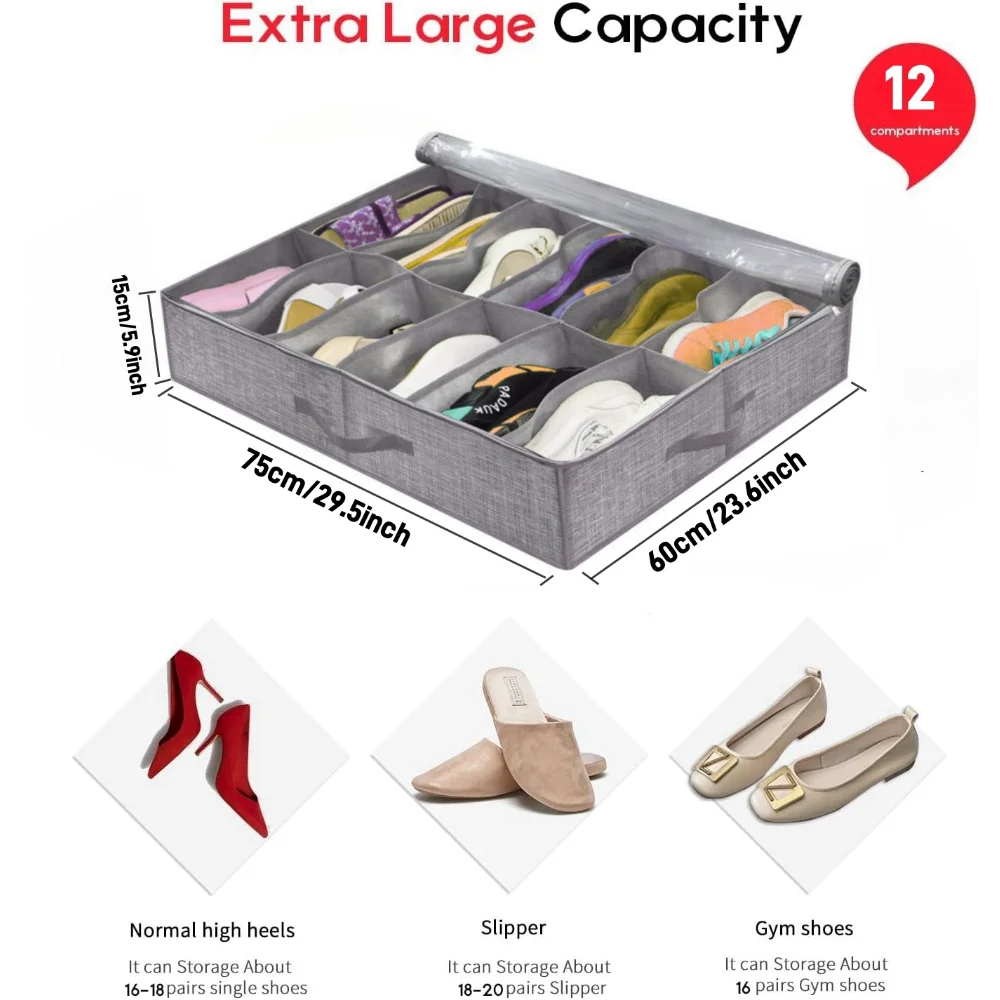 Under-Bed Shoe Organizer for 12 Pairs