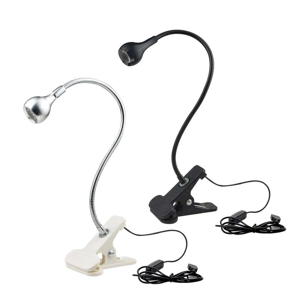 Flexible USB Clip Desk Lamp — Gooseneck, Warm or Cool White, Black or Silver