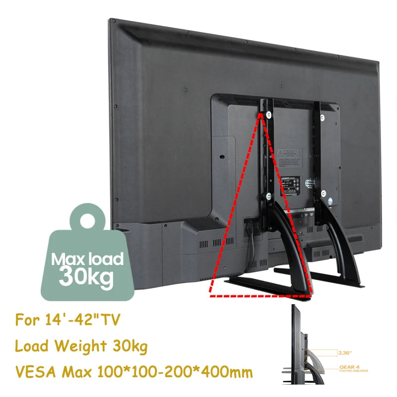 Universal Table Top TV Stand — For 14–42" Flat & Curved Screens