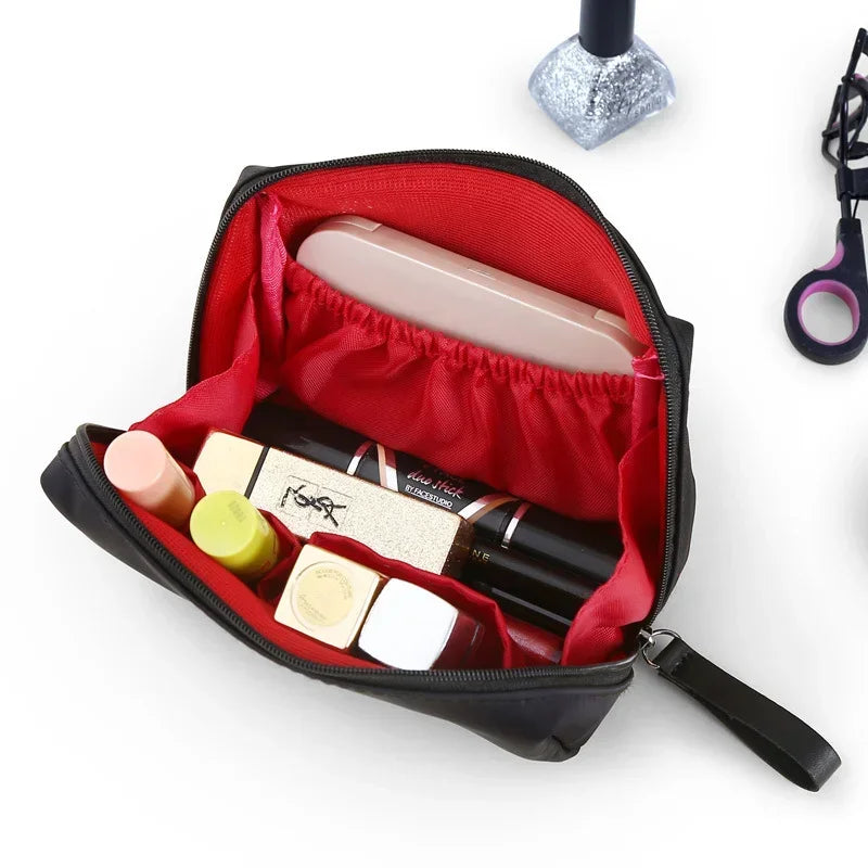 Korean-Style Nylon Cosmetic Bag — Waterproof Solid Colour Makeup Pouch