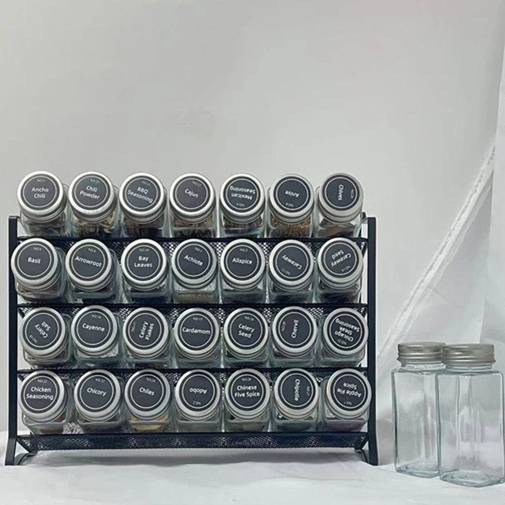 4-Tier Carbon Steel Spice Rack — Desktop or Wall-Mount, No-Drill