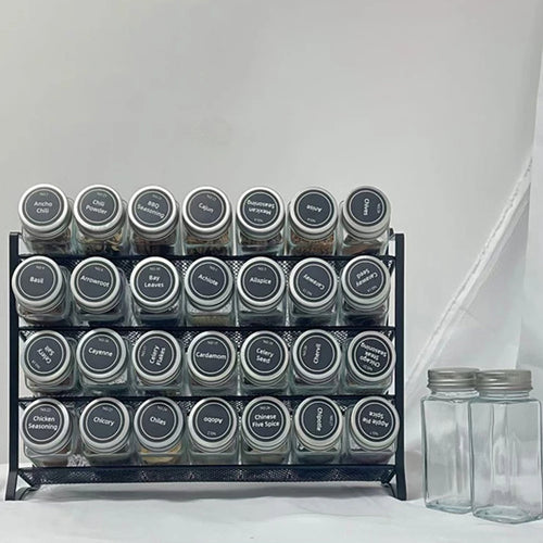 4-Tier Carbon Steel Spice Rack — Desktop or Wall-Mount, No-Drill