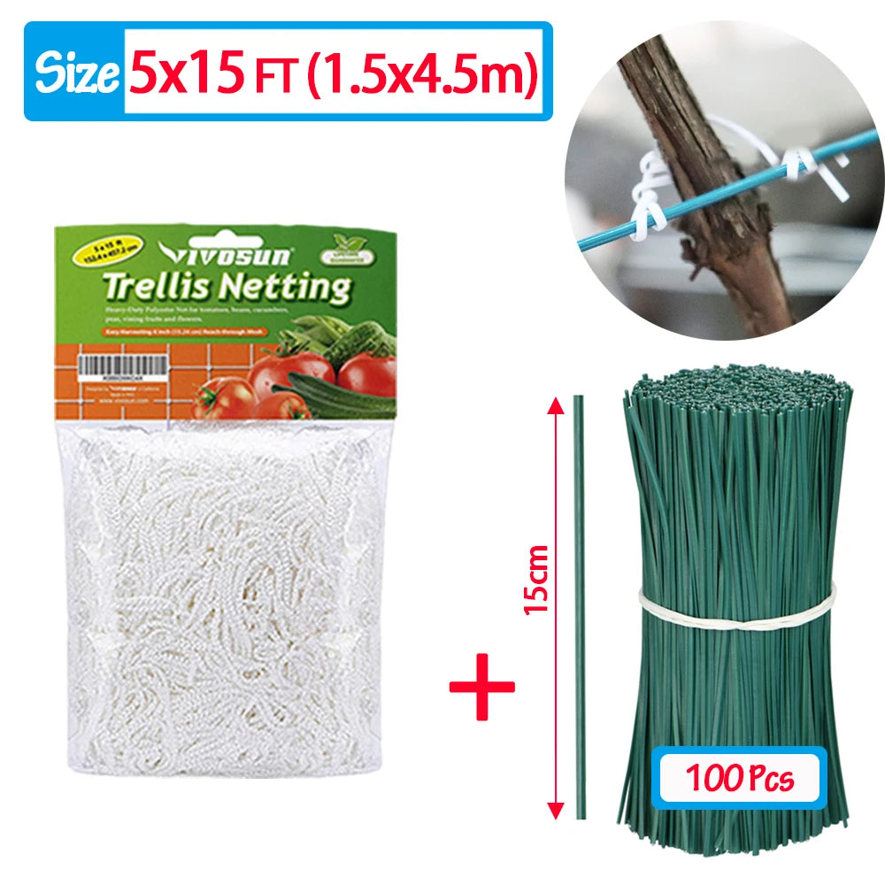 Garden Climbing Trellis Netting – Heavy-Duty Polyester Plant Support Net for Vegetables, Vines & Flowers