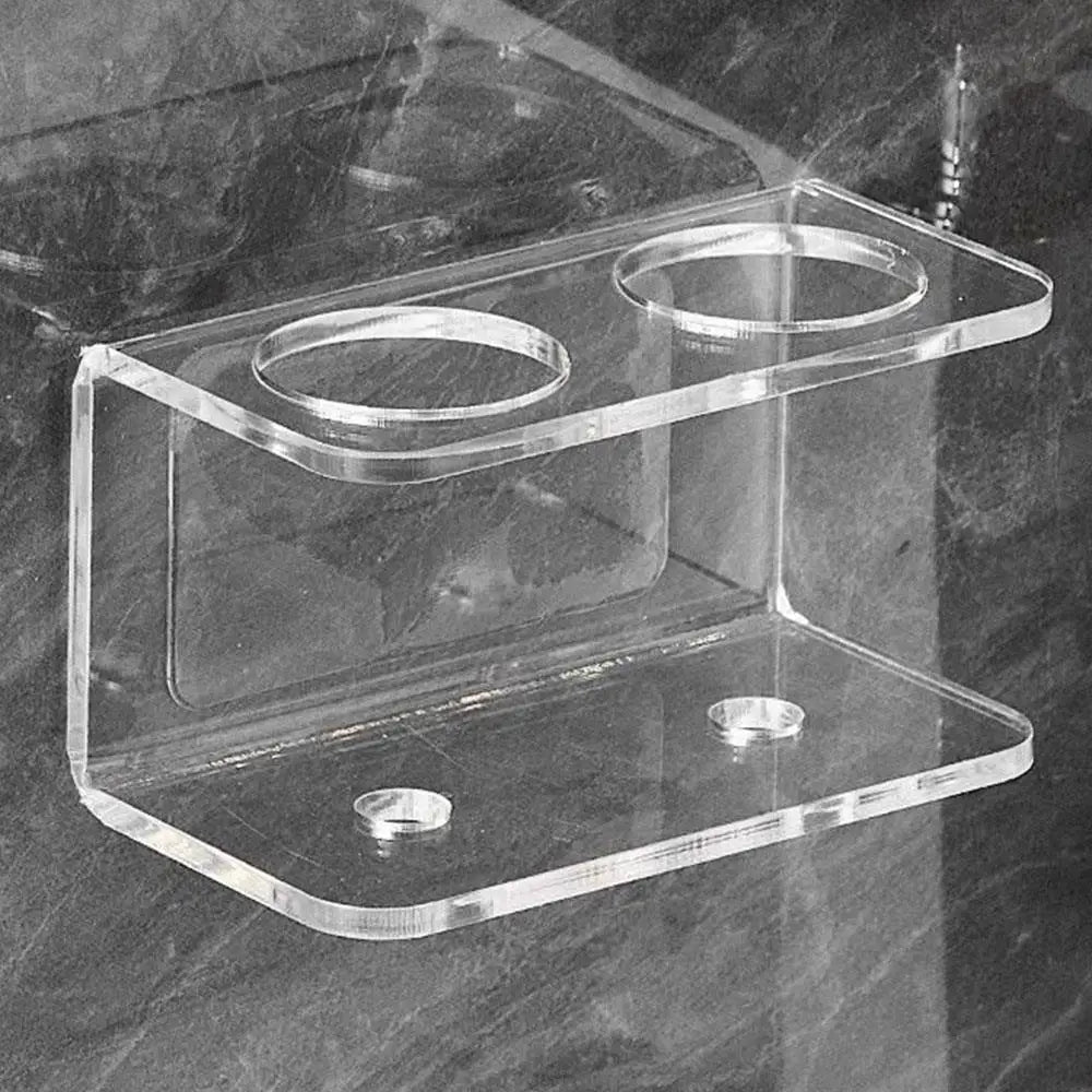 Acrylic Wall-Mount Toothbrush Holder — No-Drill, 2/3/4 Holes, Transparent