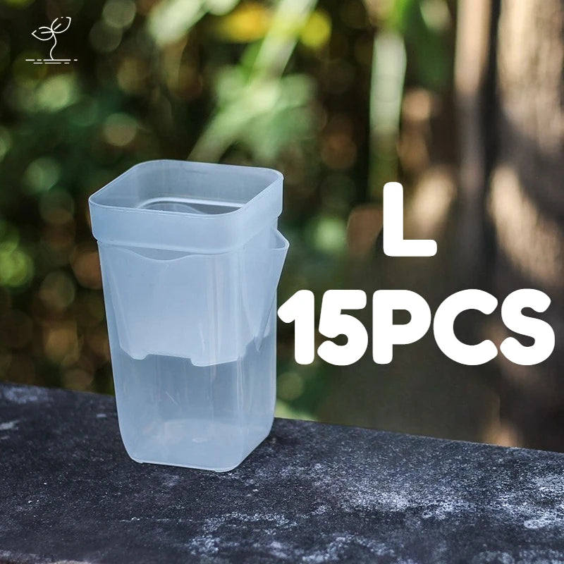 15pcs Self Watering Plant Pots Mini Seedlings Pots Flowerpot Translucent Plastic Planters Plant Propagation Pot with Reservoir