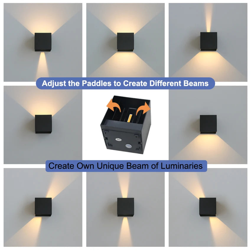 IP65 Waterproof LED Wall Lamp — 6W/12W, Black, White or Grey