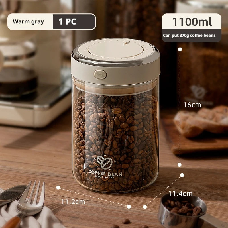Vacuum-Sealed Coffee Bean Jar with Date Tracker & CO₂ Valve