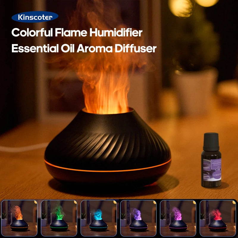 Volcano Ultrasonic Aroma Diffuser & Humidifier — 7 Colour Flame Night Light