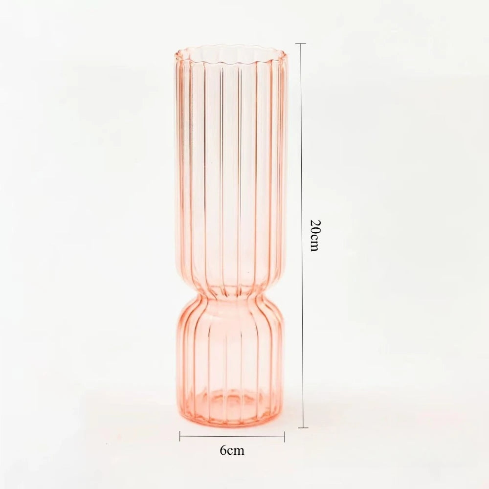 Nordic Striped Colourful Glass Vase — Hydroponic Tabletop Decoration