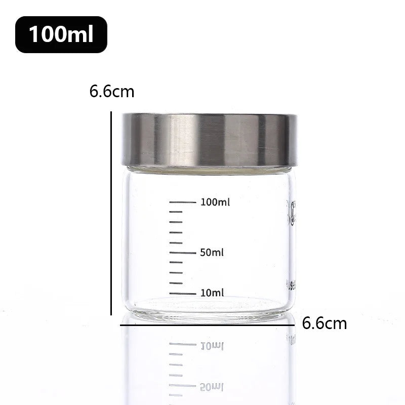 Airtight Glass Storage Cup with Measurement Scale — Heat-Resistant, Portable