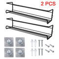 Metal Hanging Spice Rack — Wall-Mount, Drill or Adhesive, Set of 2