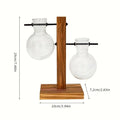 Vintage Bulb Glass Hydroponic Vase with Wooden Stand — Desktop Plant Terrarium
