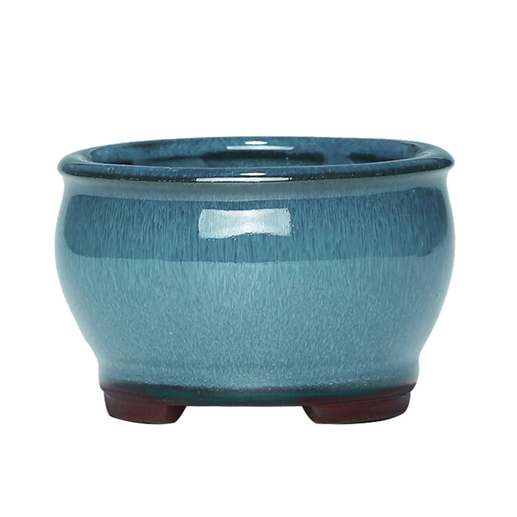 Round Ceramic Succulent Pot with Drainage Holes – Glazed Planter for Indoor & Outdoor