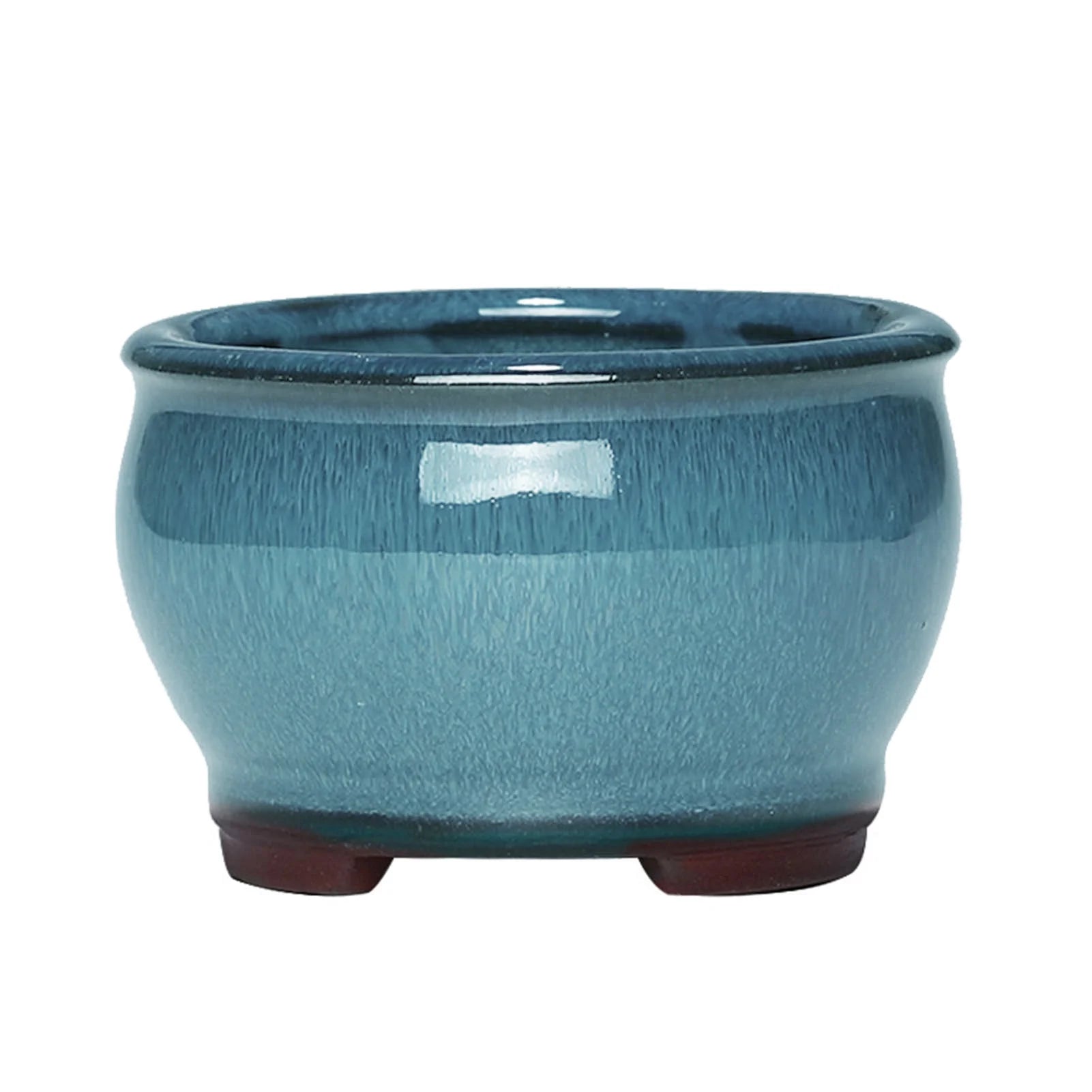 Round Ceramic Succulent Pot with Drainage Holes – Glazed Planter for Indoor & Outdoor