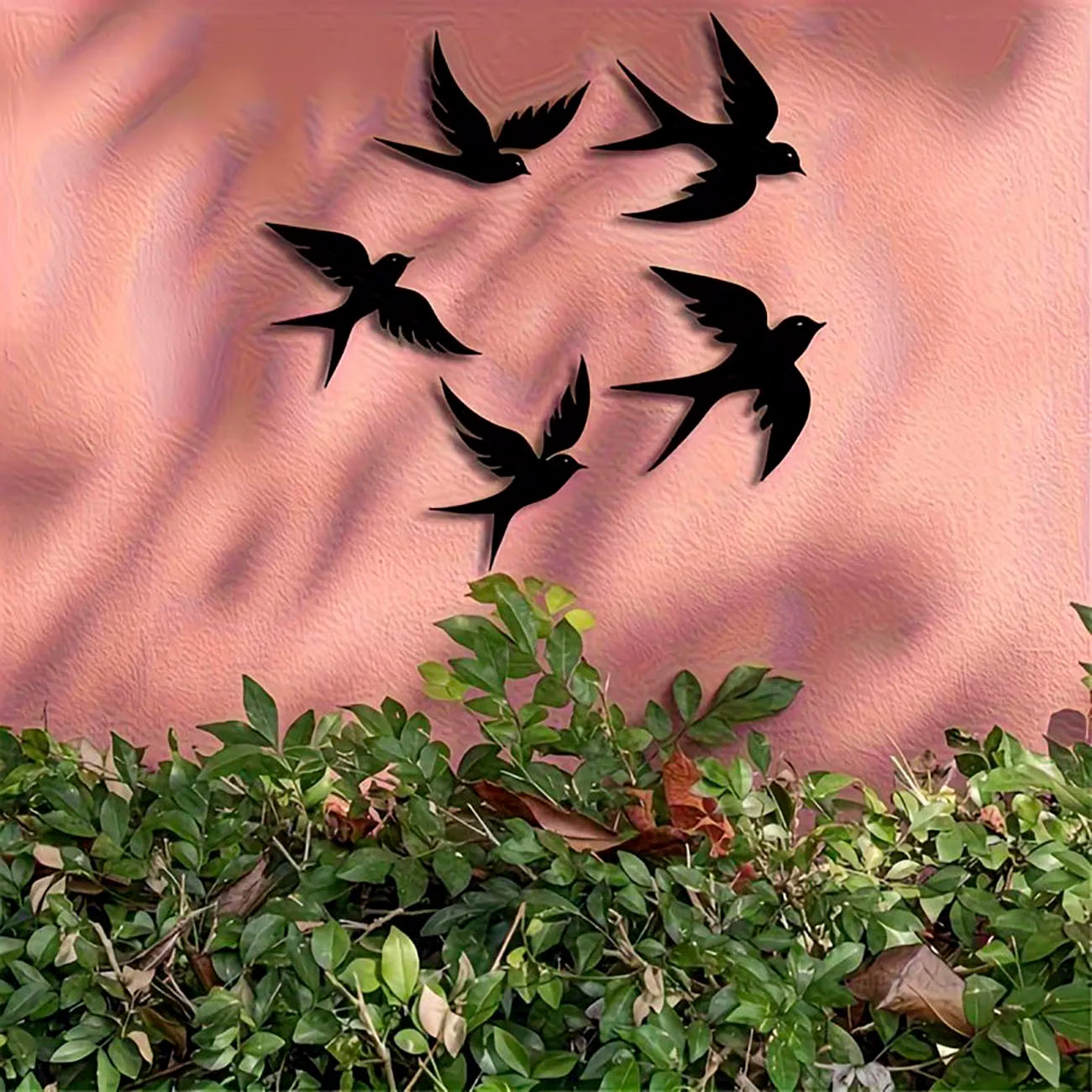 Black Swallow Wooden Wall Decor — Set of 5 Silhouette Signs