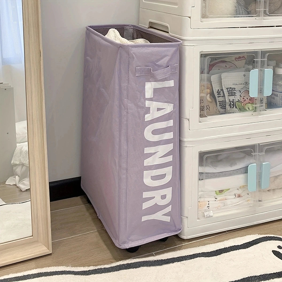 Large Foldable Laundry Basket with Wheels