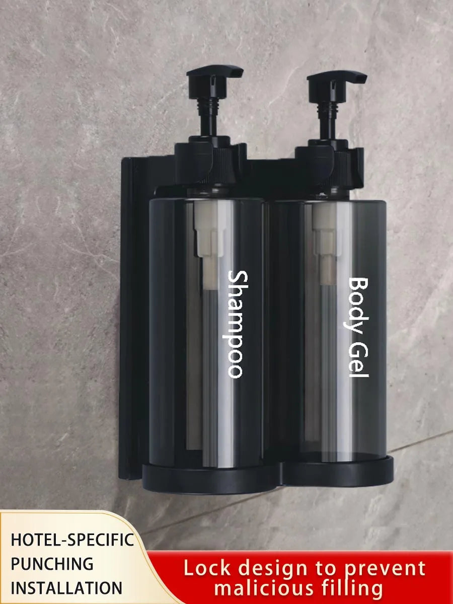 300ml Wall-Mount Soap & Shampoo Dispenser — Lockable, No-Drill Install