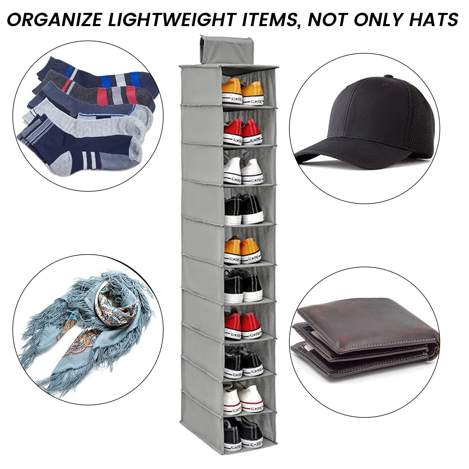 10-Layer Hanging Shoe Organizer for Closet