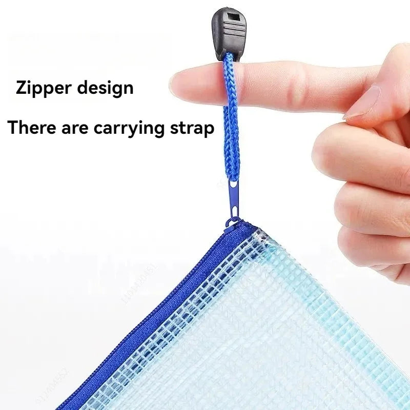 Mesh Zipper Document Pouch — A4, A5 & A6 File Folder with Zip
