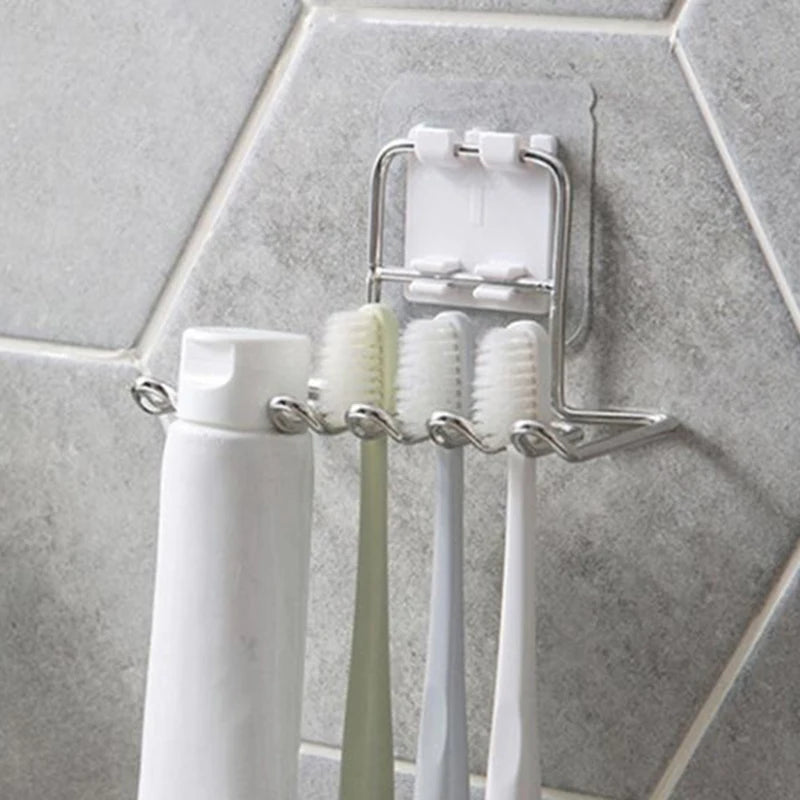 201 Stainless Steel Toothbrush, Toothpaste & Razor Holder — Wall Mount, 11.8×5.3cm