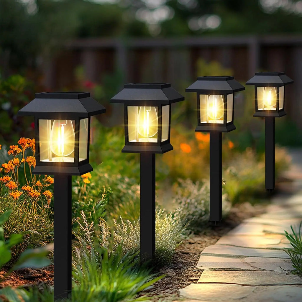 Solar LED Ground Stake Light – Warm Tungsten Glow Pathway Lamp for Garden, Villa & Courtyard