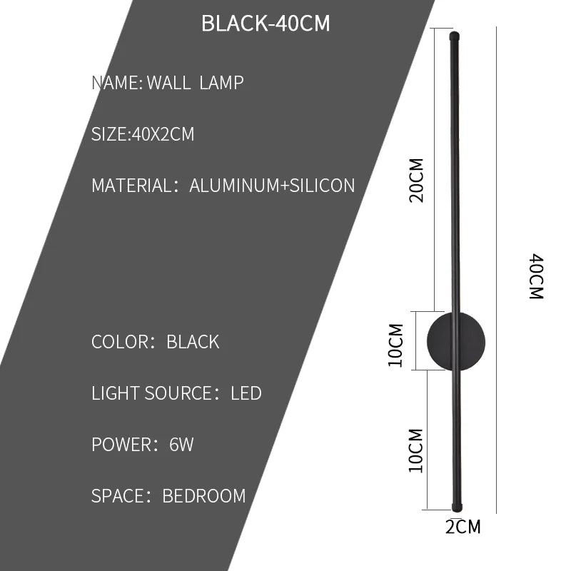 Minimalist Strip LED Wall Lamp — TV Wall & Bedroom, Black or Gold