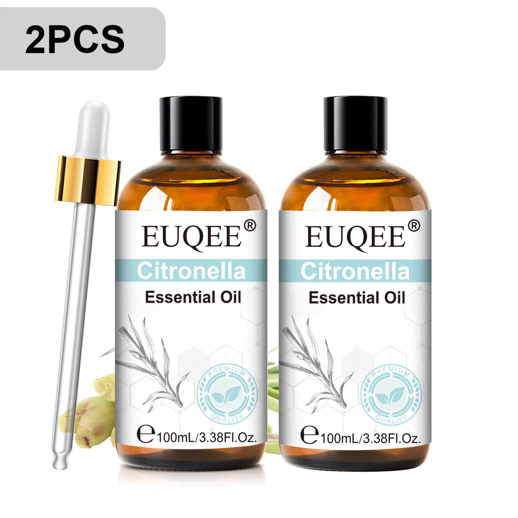 EUQEE 100ml Pure Essential Oil — Vanilla, Lavender, Cinnamon or Lemon — Diffuser & Candle Making