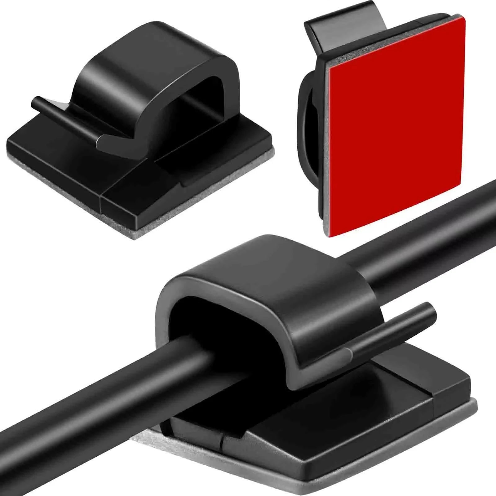 Self-Adhesive Acrylic Cable Clips — Wire Holder & Cord Organizer