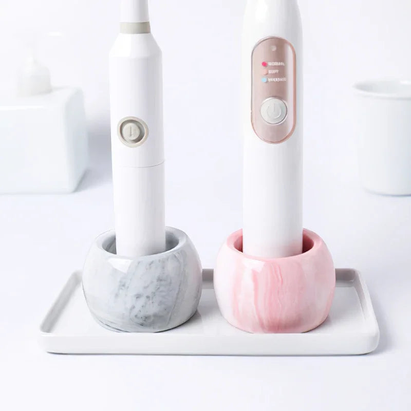 Ceramic Electric Toothbrush Holder — Nordic Marble & Solid, 6.4×3.8cm