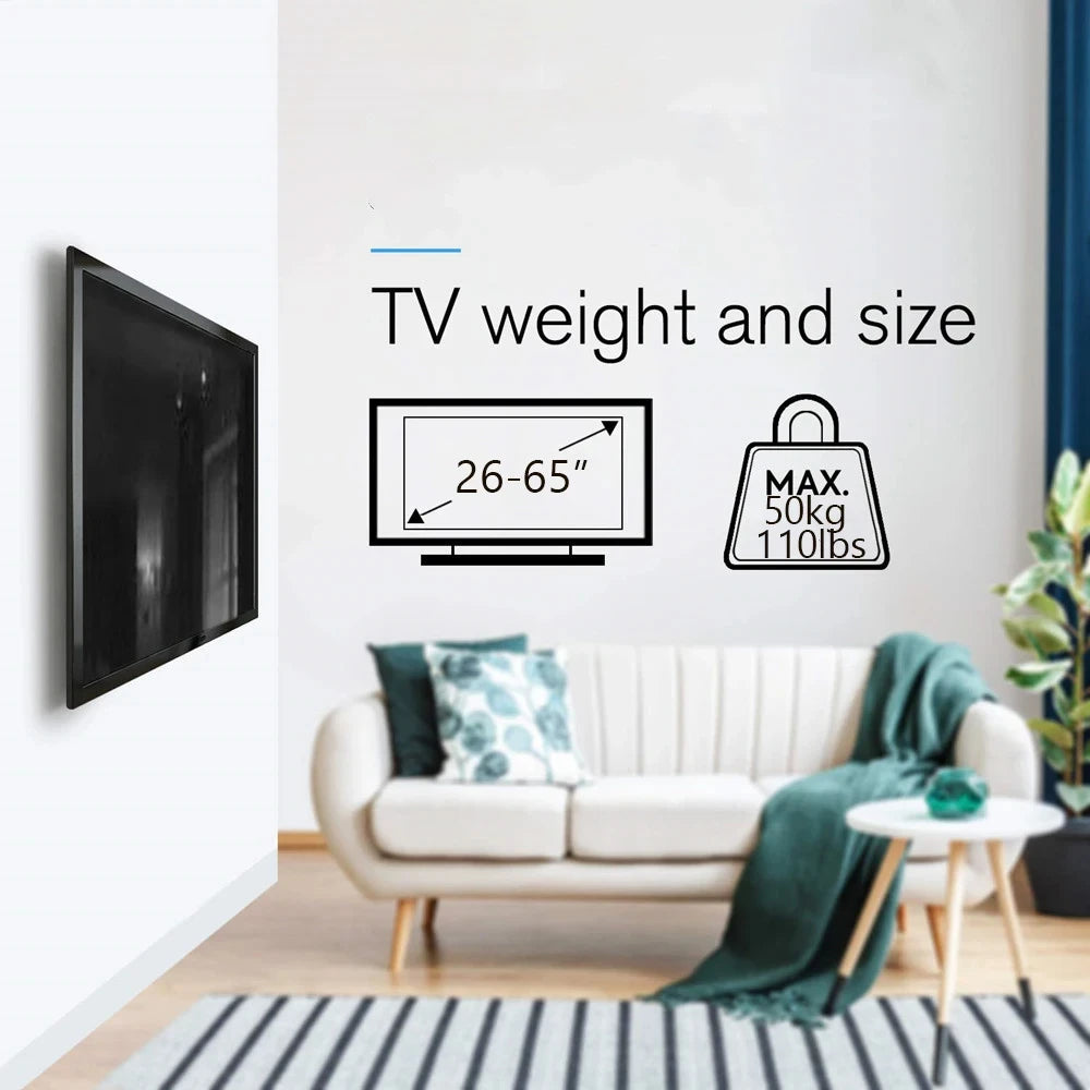 Fixed TV Wall Mount Bracket — For 26–63" Flat & Curved TVs