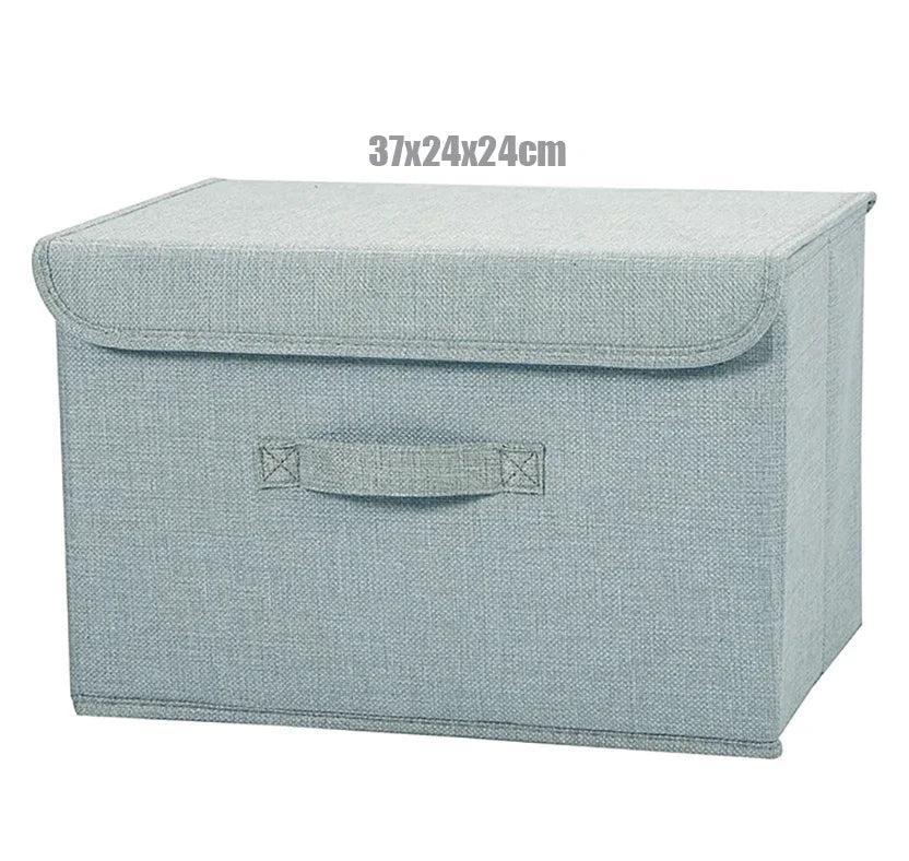 Foldable Cotton Linen Storage Basket with Lid