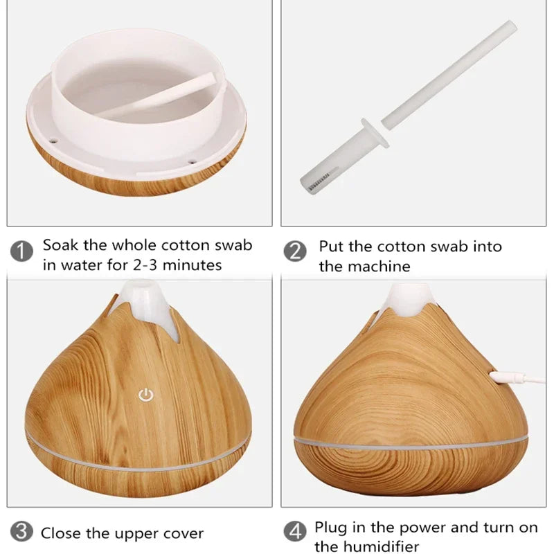 Wood Grain Ultrasonic Aroma Diffuser & Humidifier — 7 Colour LED, Remote Control