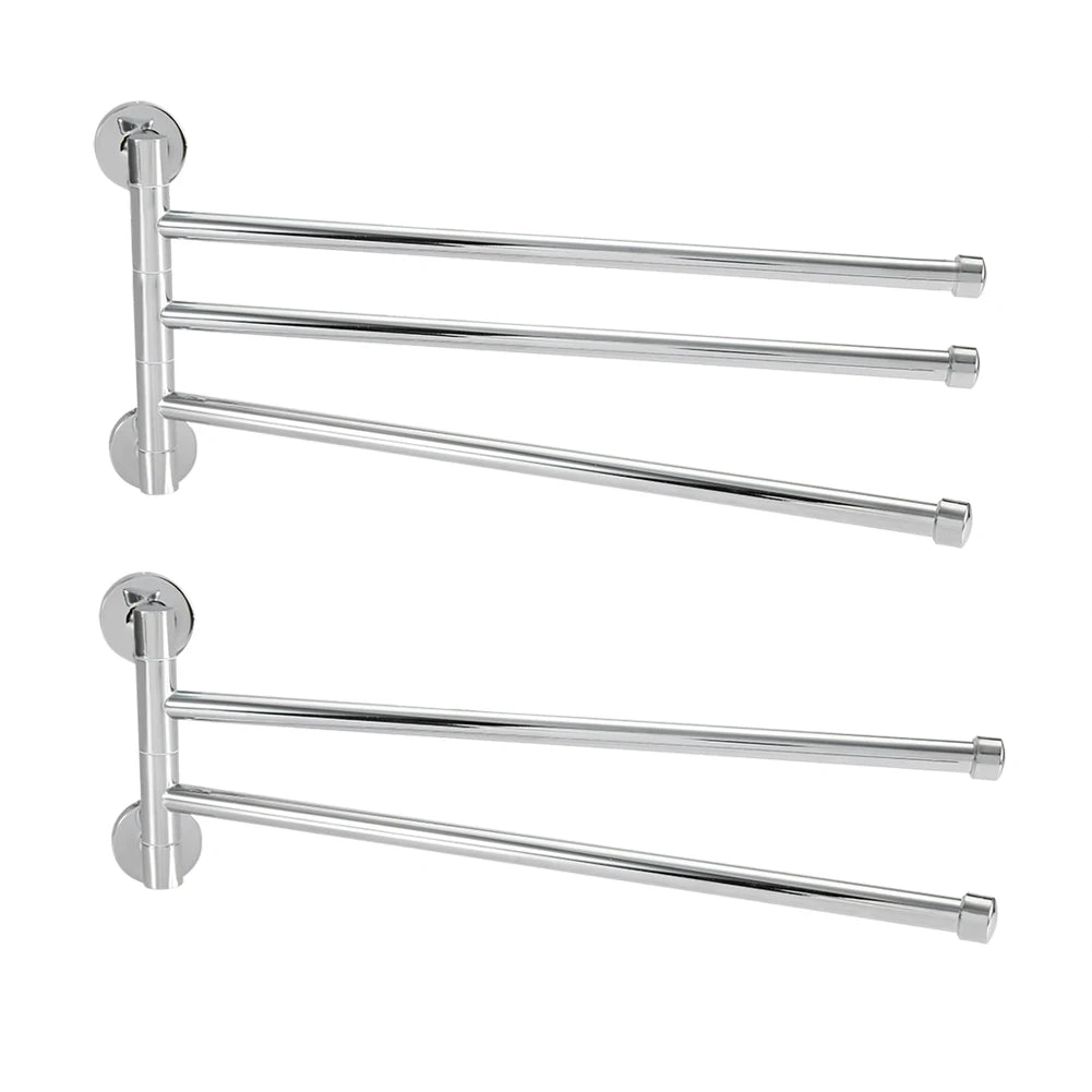 Rotating Swing-Out Towel Rack — 2 or 3 Arms, Zinc Alloy & Stainless Steel