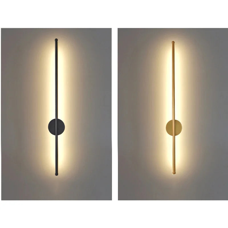 Minimalist Strip LED Wall Lamp — TV Wall & Bedroom, Black or Gold