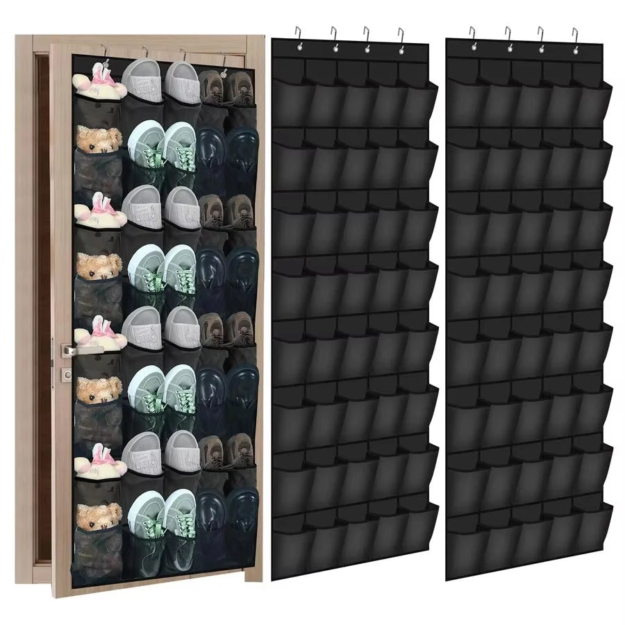 Over-Door Mesh Shoe Organizer — 14, 24 or 40 Grid Pockets, Foldable
