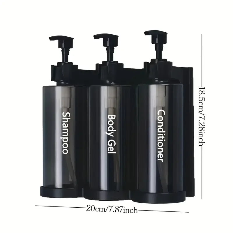 300ml Wall-Mount Soap & Shampoo Dispenser — Lockable, No-Drill Install