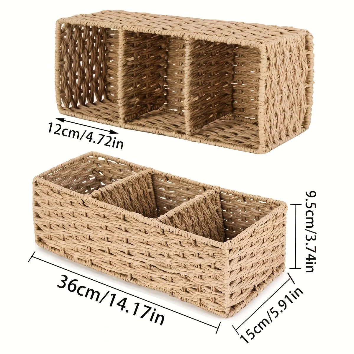 Handwoven Paper Rope Storage Basket — Bathroom & Countertop Organizer