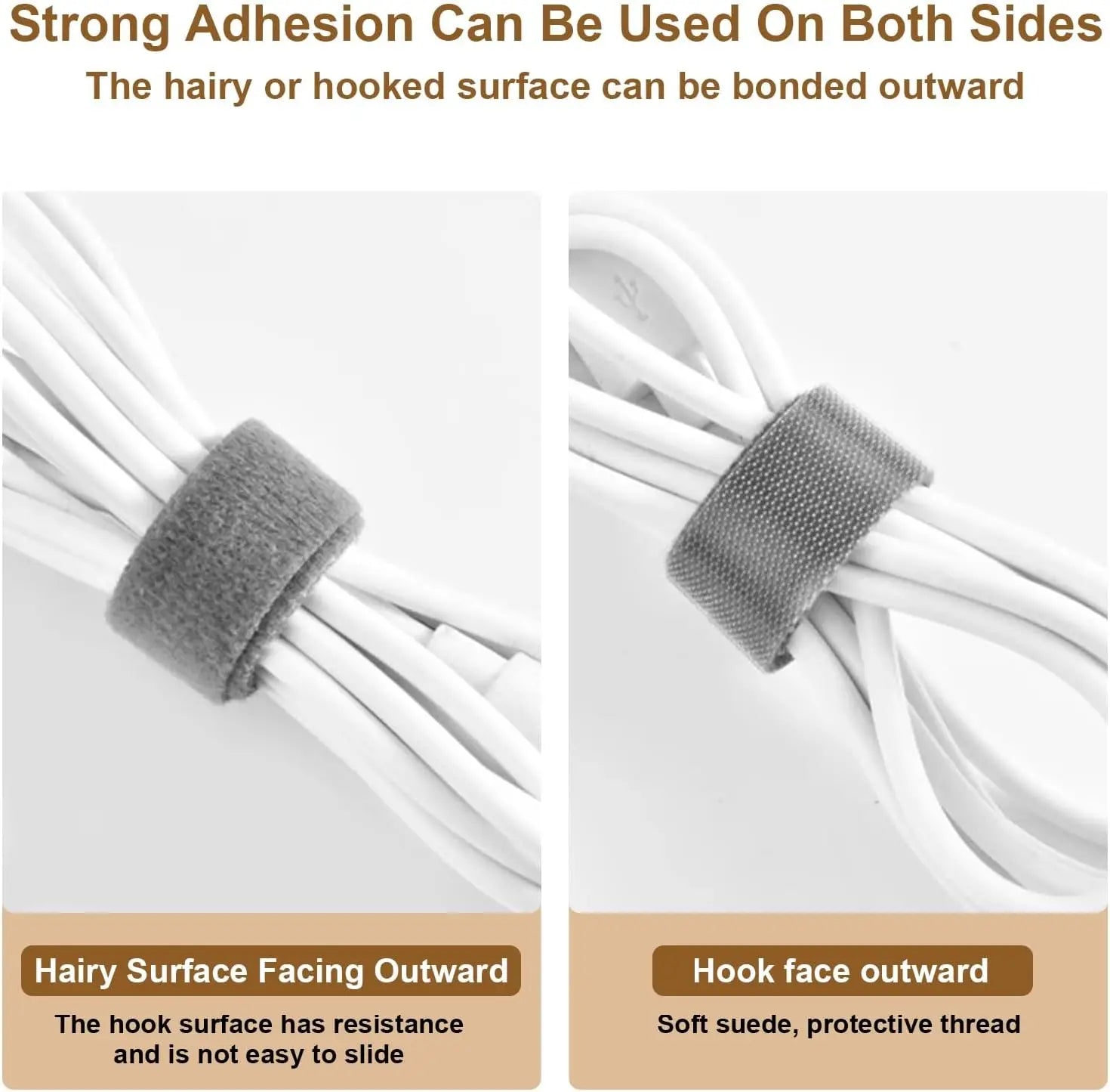 1M Reusable Hook & Loop Cord Straps — Self-Adhesive Cable Organizer