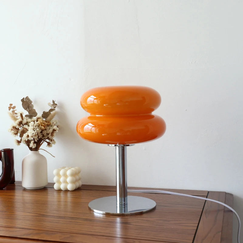 Macaron Glass Bedside Table Lamp — Trichromatic Dimming, Eye Protection