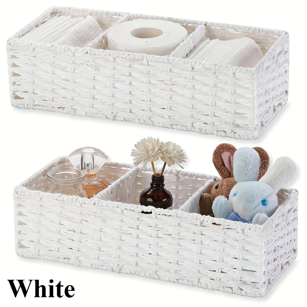 Handwoven Paper Rope Storage Basket — Bathroom & Countertop Organizer